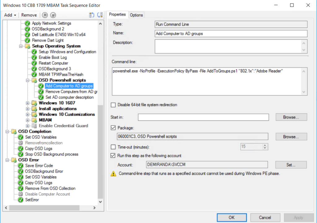 PowerShell OSD scripts to Add/Remove Computer from AD group and set AD Description